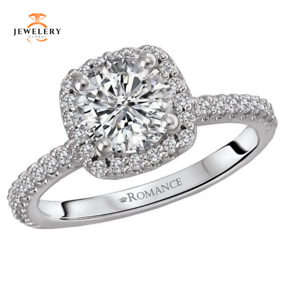 14KT 3/8 CTW Diamond Cushion Halo Setting For 2 CT Round/Cushion