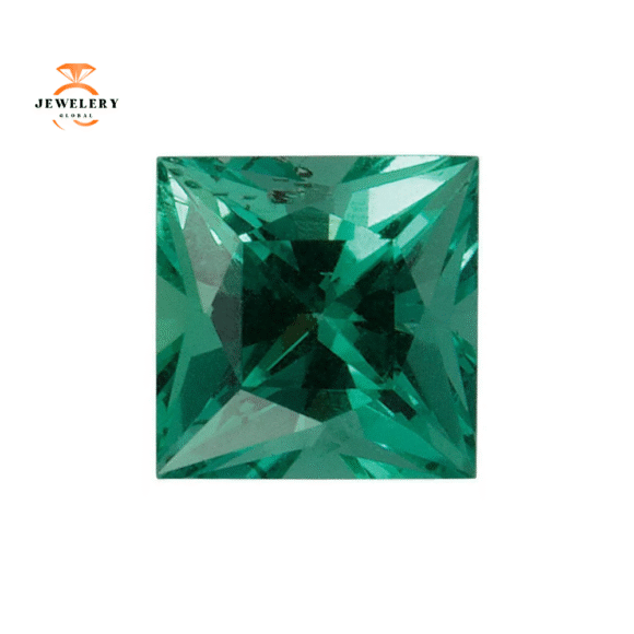 14KT GOLD 0.45 CTW EMERALD & 0.33 CTW DIAMOND SQUARE 5 STONE BAND - Image 6