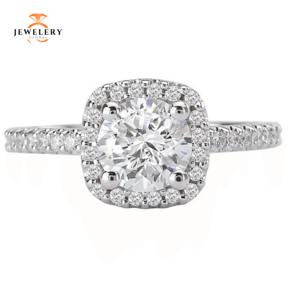14KT 3/8 CTW Diamond Cushion Halo Setting For 2 CT Round/Cushion - Image 2