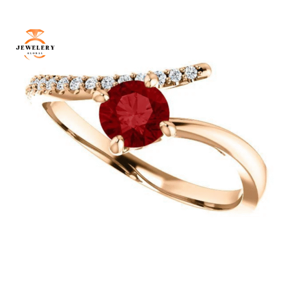 14KT GOLD 2/3 CT RUBY & 1/10 CTW DIAMOND BYPASS RING - Image 3