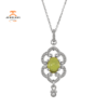 14KT GOLD 1.35 CTW OVAL PERIDOT GRANULATED DESIGN NECKLACE