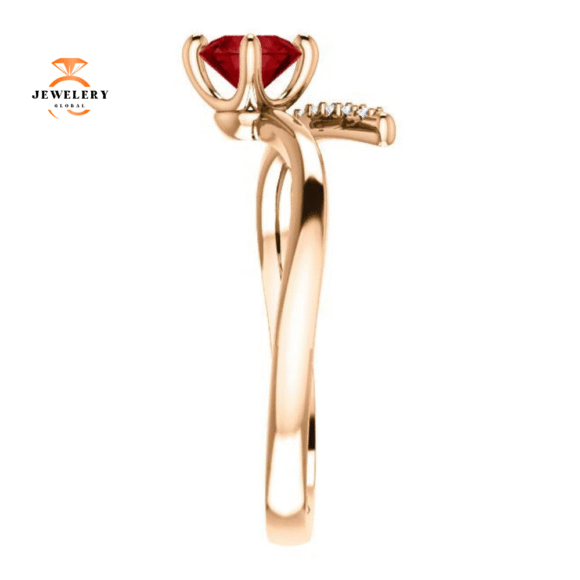 14KT GOLD 2/3 CT RUBY & 1/10 CTW DIAMOND BYPASS RING - Image 4