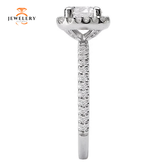14KT 3/8 CTW Diamond Cushion Halo Setting For 2 CT Round/Cushion - Image 3