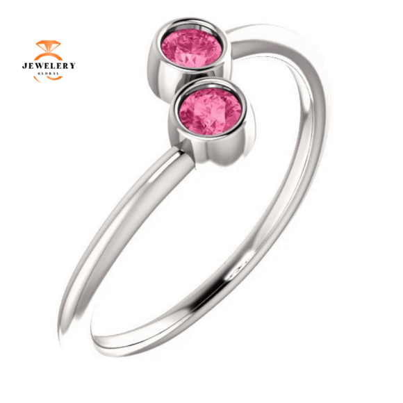 14KT GOLD 1/4 CTW PINK TOURMALINE TWO STONE RING