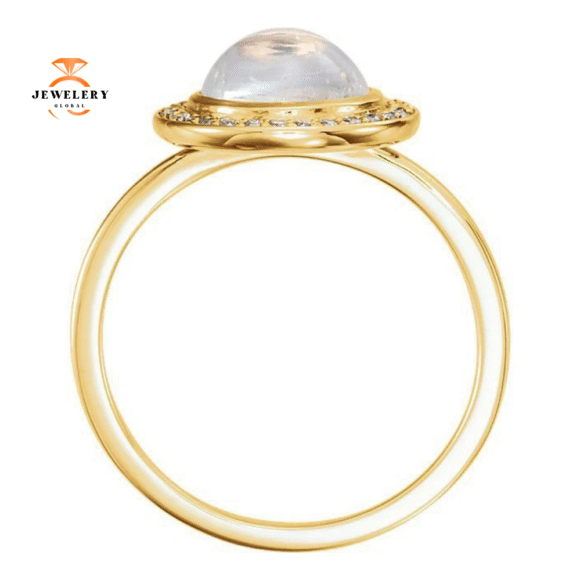 14KT GOLD 2.00 CT MOONSTONE & 1/8 CTW DIAMOND ROUND HALO RING - Image 4