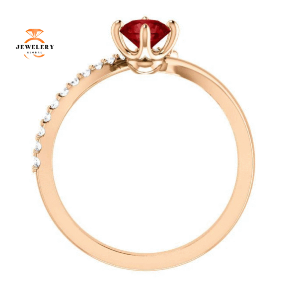 14KT GOLD 2/3 CT RUBY & 1/10 CTW DIAMOND BYPASS RING - Image 5