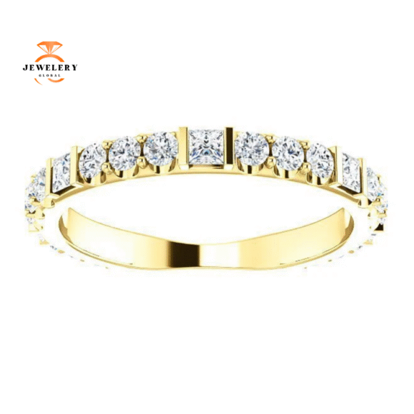 14KT Gold 3/4 CTW Princess Cut & Round Diamond Anniversary Band - Image 2