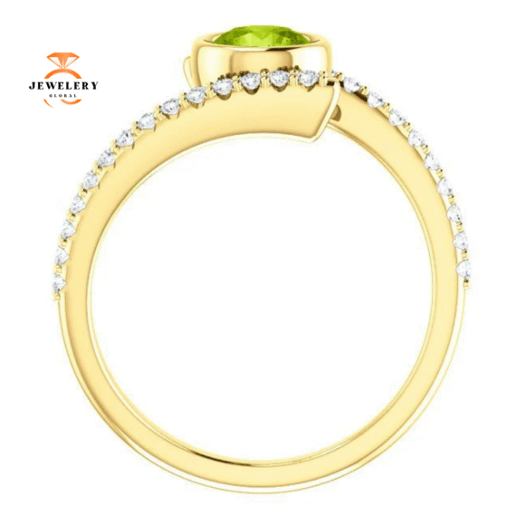 14KT GOLD PERIDOT & DIAMOND BEZEL-SET BYPASS RING - Image 10