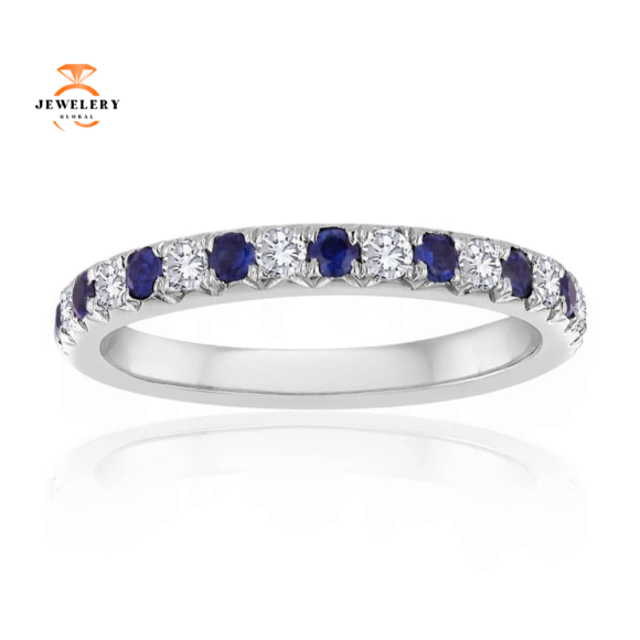 14KT GOLD 0.32 CTW SAPPHIRE & DIAMOND BAND