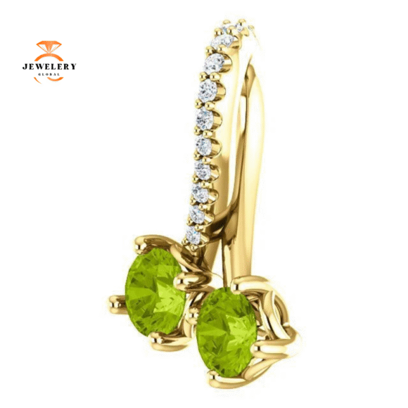 14KT GOLD 0.60 CTW PERIDOT & 0.05 CTW DIAMOND FREEFORM 2 STONE PENDANT - Image 8