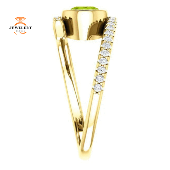 14KT GOLD PERIDOT & DIAMOND BEZEL-SET BYPASS RING - Image 12