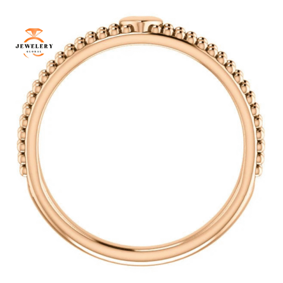 14KT GOLD STACKABLE MILGRAIN HEART RING - Image 2