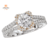 14KT Gold 1/2 CTW Diamond Split V-Shank Halo Setting for 1 CT Round