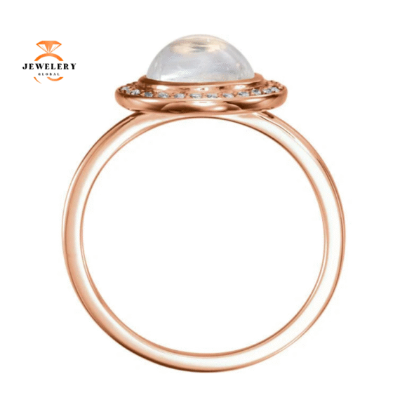 14KT GOLD 2.00 CT MOONSTONE & 1/8 CTW DIAMOND ROUND HALO RING - Image 6