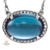 14KT GOLD LONDON BLUE TOPAZ & DIAMOND HALO NECKLACE