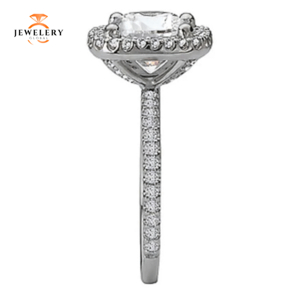 14KT 3/8 CTW Diamond Cushion Halo Setting For 3.00 CT Round/Cushion - Image 3