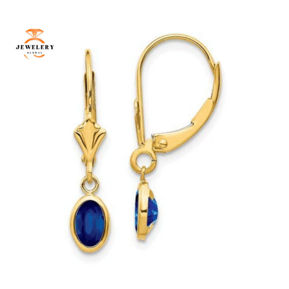 14KT GOLD 1.36 CTW SAPPHIRE BEZEL-SET LEVERBACK EARRINGS