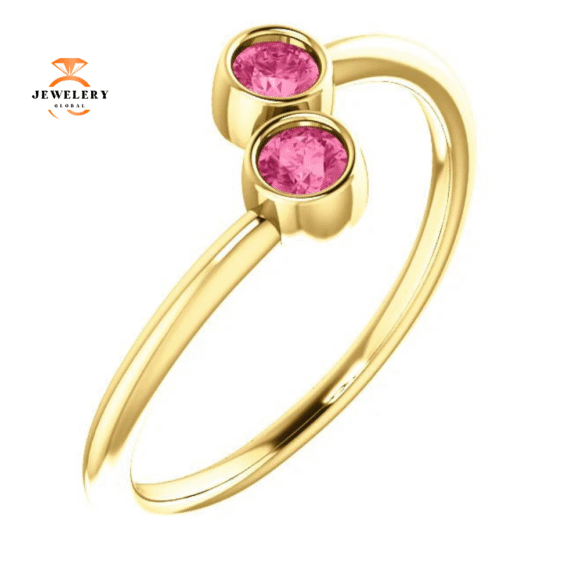 14KT GOLD 1/4 CTW PINK TOURMALINE TWO STONE RING - Image 7