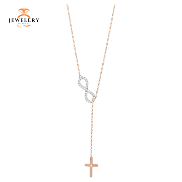 14KT 1/5 CTW DIAMOND CROSS "Y" NECKLACE - Image 3