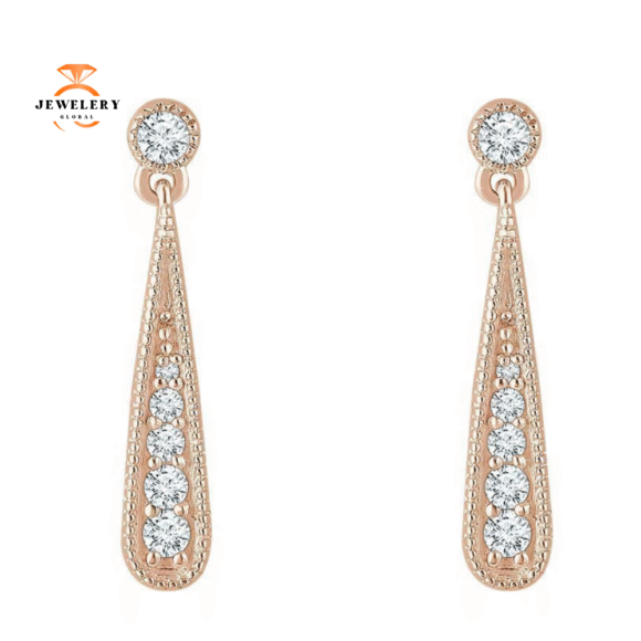 14KT GOLD 1/6 CTW DIAMOND TEARDROP EARRINGS - Image 5