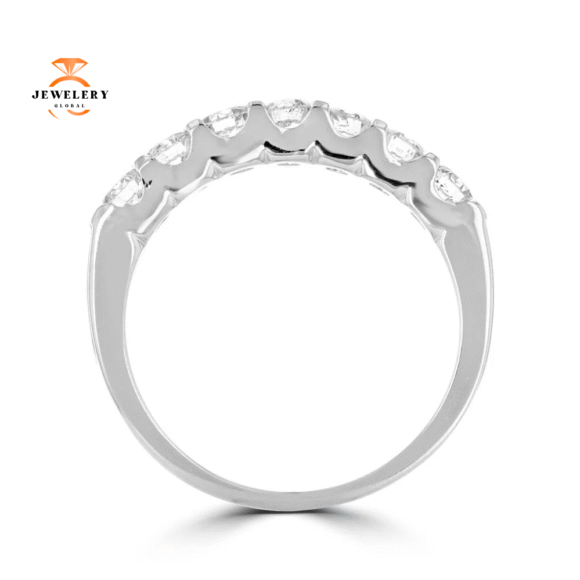 14KT White Gold 3/4 CTW Round Diamond Seven Stone Band - Image 4