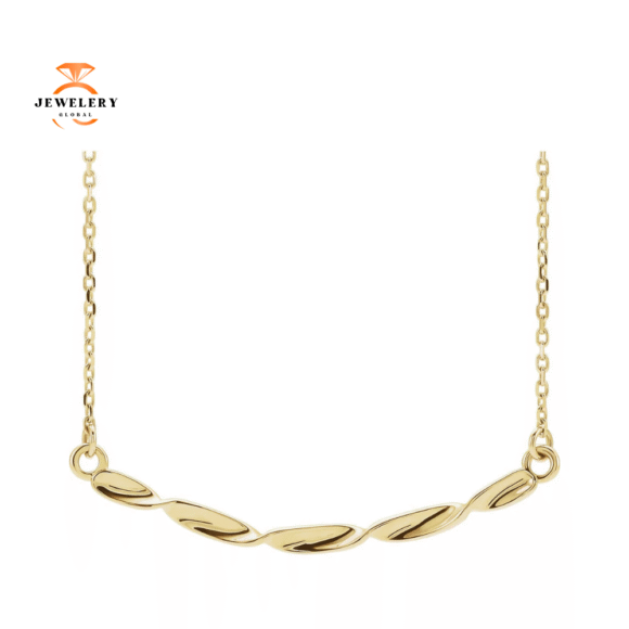 14KT GOLD TWISTED RIBBON BAR NECKLACE - Image 3