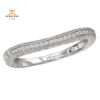 14KT WHITE GOLD .08 CTW DIAMOND CURVED MILGRAIN ETCHED BAND