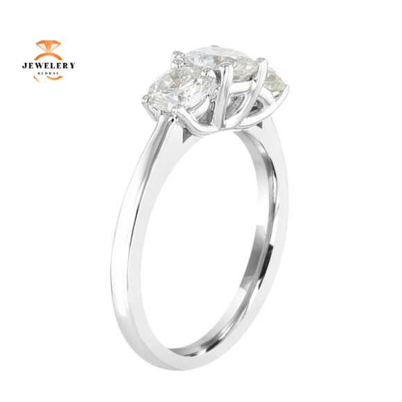 14KT White Gold 1 1/2 CTW Diamond 3 Stone Ring - Image 3