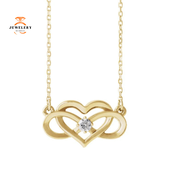 14KT GOLD 1/10 CTW DIAMOND INFINITY-INSPIRED HEART NECKLACE