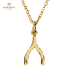 14 KT GOLD MINI WISHBONE PENDANT NECKLACE