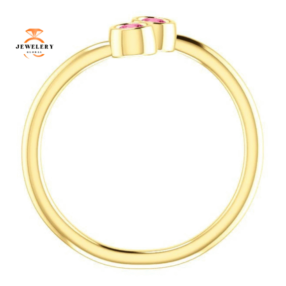 14KT GOLD 1/4 CTW PINK TOURMALINE TWO STONE RING - Image 8