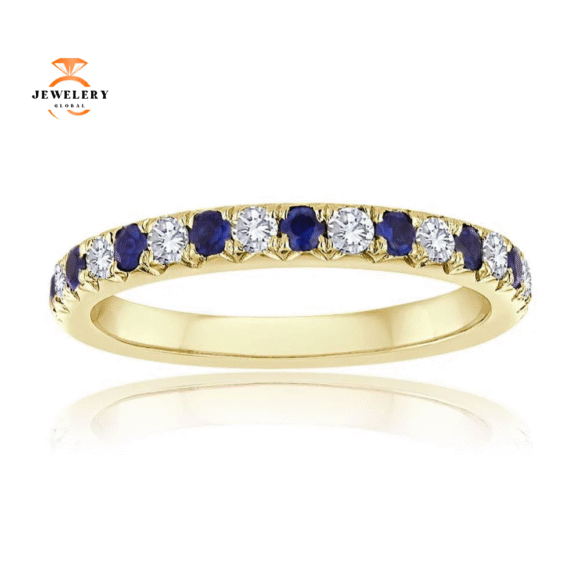 14KT GOLD 0.32 CTW SAPPHIRE & DIAMOND BAND - Image 4