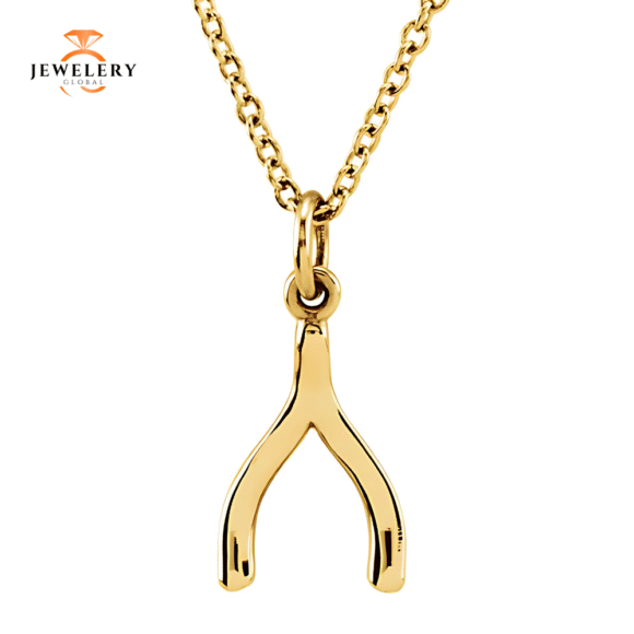 14 KT GOLD MINI WISHBONE PENDANT NECKLACE