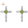 14KT GOLD PERIDOT & DIAMOND CROSS EARRINGS