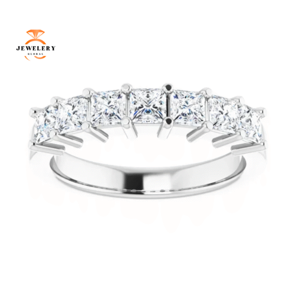 14KT Gold 1.00 CTW Princess Cut Diamond 7 Stone Band - Image 3