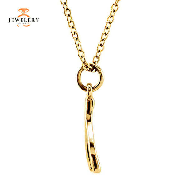14 KT GOLD MINI WISHBONE PENDANT NECKLACE - Image 2
