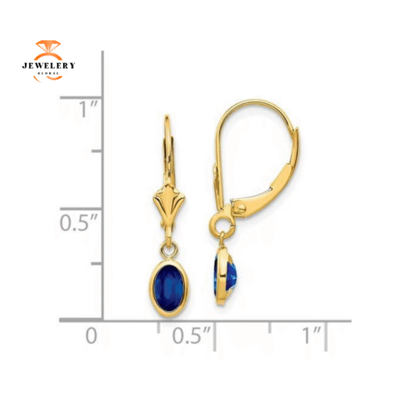 14KT GOLD 1.36 CTW SAPPHIRE BEZEL-SET LEVERBACK EARRINGS - Image 3