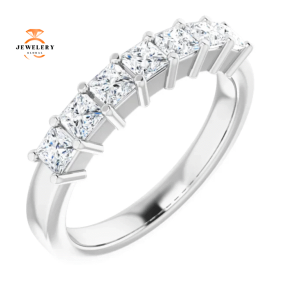 14KT Gold 3/4 CTW Princess Cut Diamond 7 Stone Band - Image 3