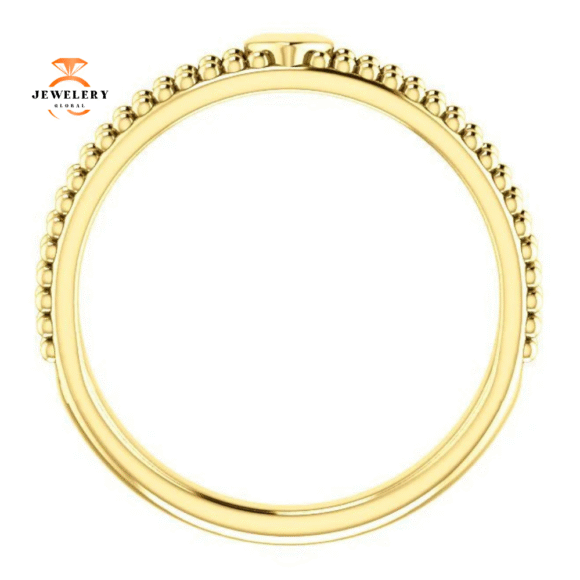 14KT GOLD STACKABLE MILGRAIN HEART RING - Image 6