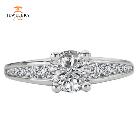 14KT 3/8 CTW DIAMOND GRADUATE CHANNEL SET MOUNTING FOR 1 CT ROUND - Image 2