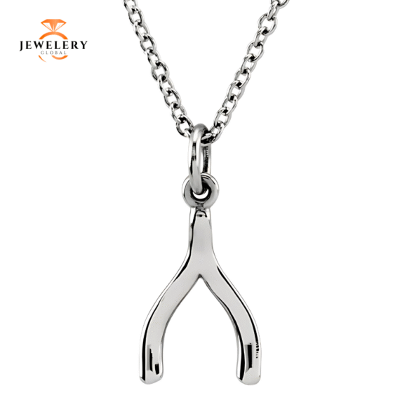 14 KT GOLD MINI WISHBONE PENDANT NECKLACE - Image 3