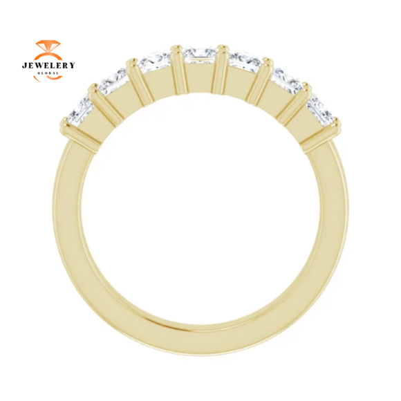 14KT Gold 1.00 CTW Princess Cut Diamond 7 Stone Band - Image 6