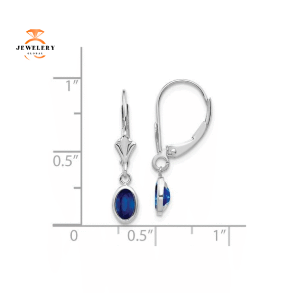 14KT GOLD 1.36 CTW SAPPHIRE BEZEL-SET LEVERBACK EARRINGS - Image 6