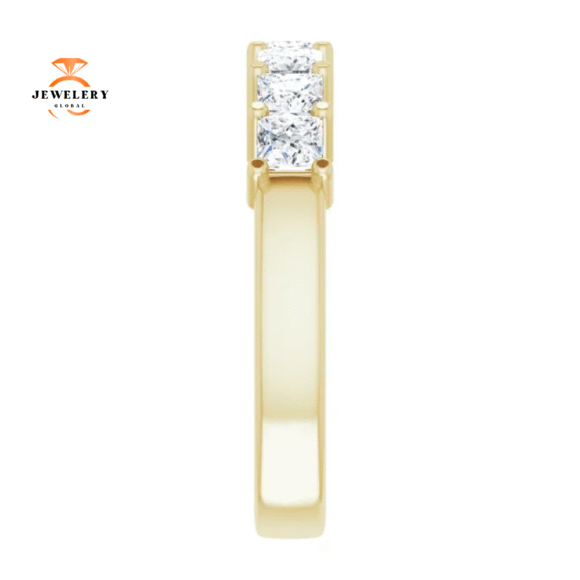 14KT Gold 1.00 CTW Princess Cut Diamond 7 Stone Band - Image 8