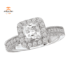 14KT Gold 1/2 CTW Diamond Square Halo Setting for 1 CT Princess