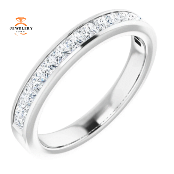 14KT GOLD 3/4 CTW PRINCESS CUT DIAMOND CHANNEL SET BAND