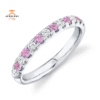 14KT GOLD 0.60 CTW ROUND PINK SAPPHIRE & DIAMOND BAND