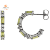 14KT GOLD PERIDOT & DIAMOND J HOOP EARRINGS