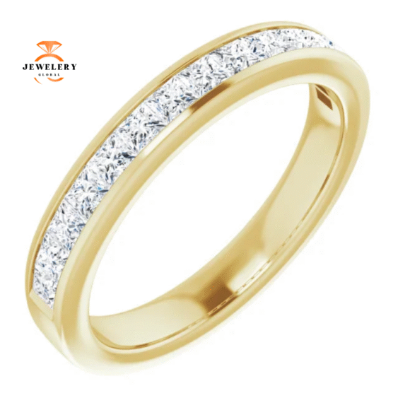 14KT GOLD 3/4 CTW PRINCESS CUT DIAMOND CHANNEL SET BAND - Image 3