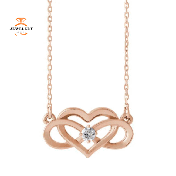 14KT GOLD 1/10 CTW DIAMOND INFINITY-INSPIRED HEART NECKLACE - Image 2